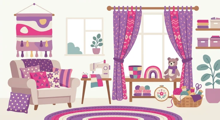 Diadema de Tela con Flores Hecha a Mano