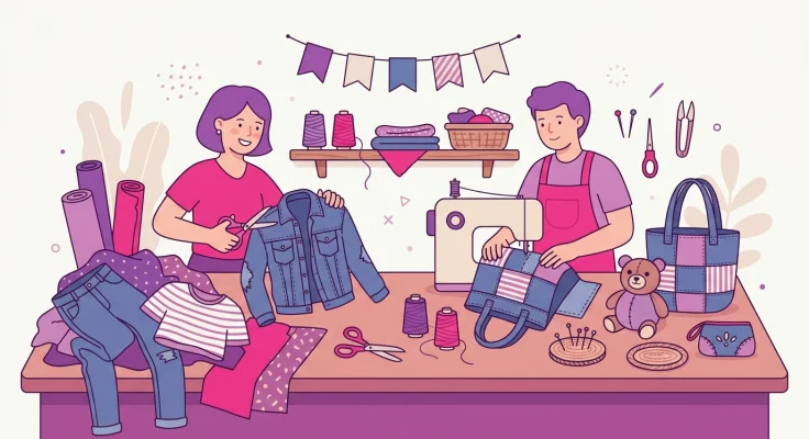 Flores de Tela Reciclada para Decoración del Hogar