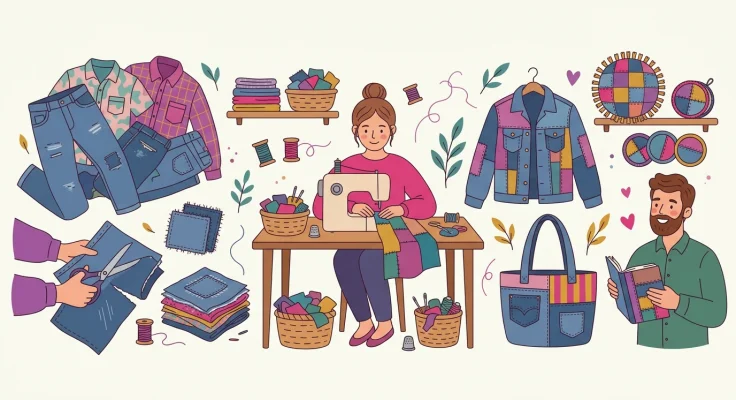 Macetero de Tela Vaquera Reciclada Decorativo